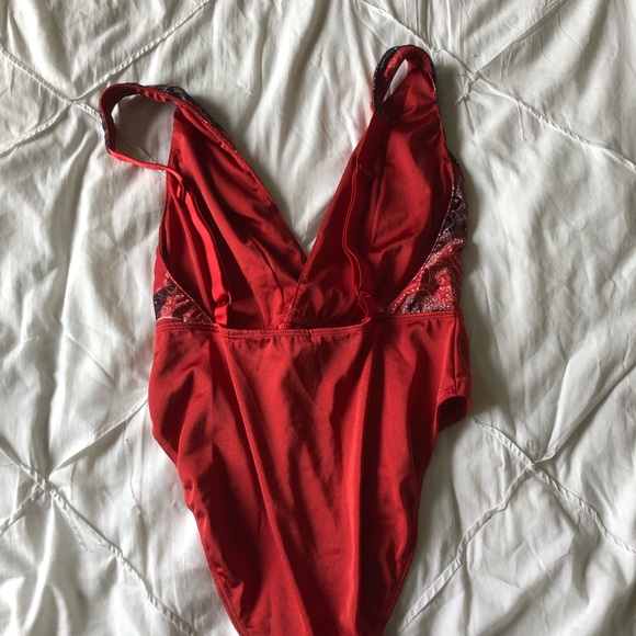 Red Pattern Tank Bodysuit - Picture 2 of 2